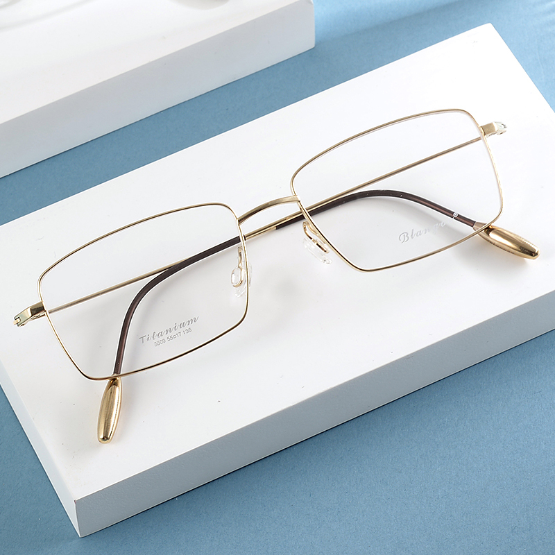 Pure Titanium Eyeglass Frames for Men, Square Frame, Widened Prescription Glasses, Business Eyeglass Frames, Full Frame, Large Frame, Balanced Weight, Business-Grade Feel