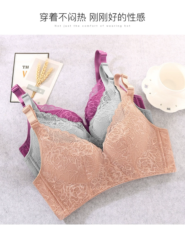 Dai Gehua Brassiering Bra điều chỉnh Tập hợp vú nhỏ Đồ lót Đồ lót phụ nữ Deep V Sexy Bra Chống Sagging - Áo ngực ren