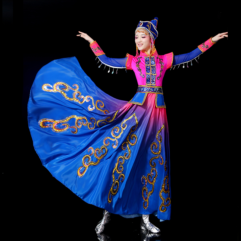 New Mongolian Clothing Women Ethnic Minority Dance Clothing Mongolian Big Swing Skirt Performance Clothing Mongolia Gown Adult