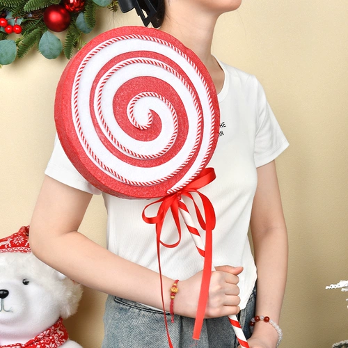 Рождественские украшения, большие красные и белые леденцы из пенопласта, реквизит для сценических съемок, подарки для оформления праздничной сцены.