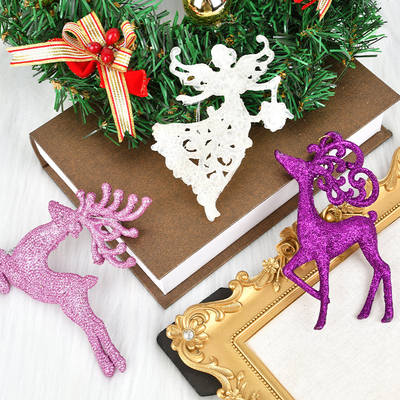 Christmas decoration items, plastic glitter angel five-pointed star pendant, Christmas tree scene arrangement, creative decoration pendant