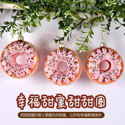 Christmas Decorations Glass Painted Donuts Wine Bottle Creative Pendant Christmas Tree Shopping Mall window decoration Charm
