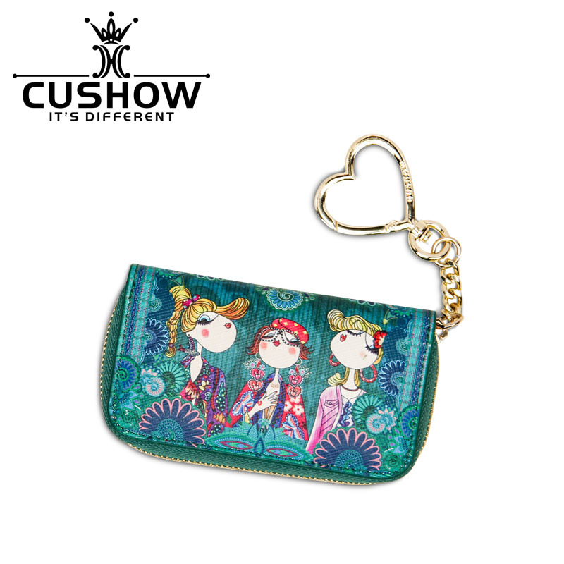 Kaxiu Original Printed Leather Zipper Key Bag 2026 New Korean Style Card Holder Car Multi-Purpose Genuine Leather Keychain