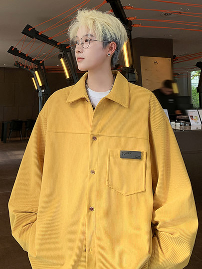 Chemise en velours côtelé à manches longues pour hommes, veste rétro américaine de grande taille, belle chemise japonaise haut de gamme, printemps et automne