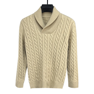 秋冬季男士毛衣针织衫青果领修身套头潮流纯色麻花加厚打底衫线衣