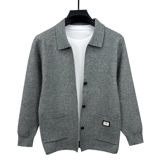 
Cardigan men's sweater, sweater, shawl jacket, diamond jacquard trendy slim autumn men's casual lapel top
