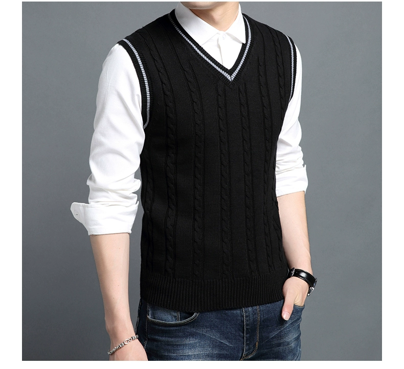 Áo len nam vest vest mỏng áo khoác mùa xuân và mùa thu của nam giới Hàn Quốc phiên bản của xu hướng không tay áo len mỏng áo len khoác mỏng
