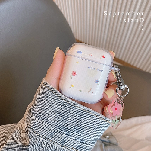 Apple, свежий прозрачный защитный чехол, наушники, в цветочек, bluetooth