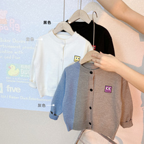 Children Korean Spring and Autumn Knitted Cardigan 2021 New Children Joker Round Neck Sweater Jacket Baby Childrens Wear Tide