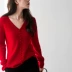Mùa thu và mùa đông áo len mới của phụ nữ áo len đáy quần thời trang phiên bản Hàn Quốc của áo len rộng tay áo len dài tay áo len áo len đỏ Áo len cổ chữ V