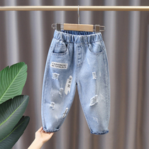 Boy jeans Sub-2021 Spring dress new children Leisure Korean version Childrens trousers Baby casual pants Chaub