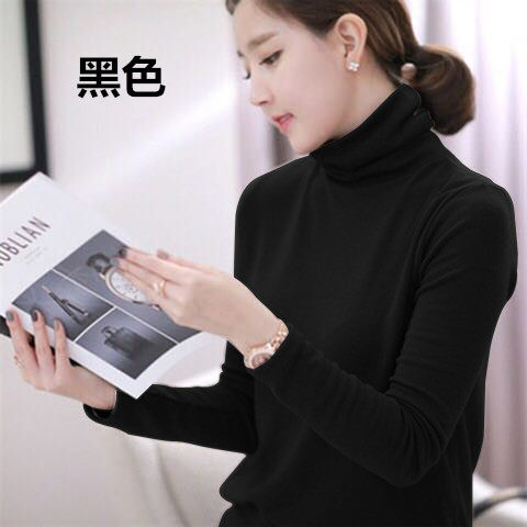 Autumn and winter pure cotton turtleneck bottoming shirt long-sleeved T-shirt 2023 Korean version versatile slimming inner layer stack collar top