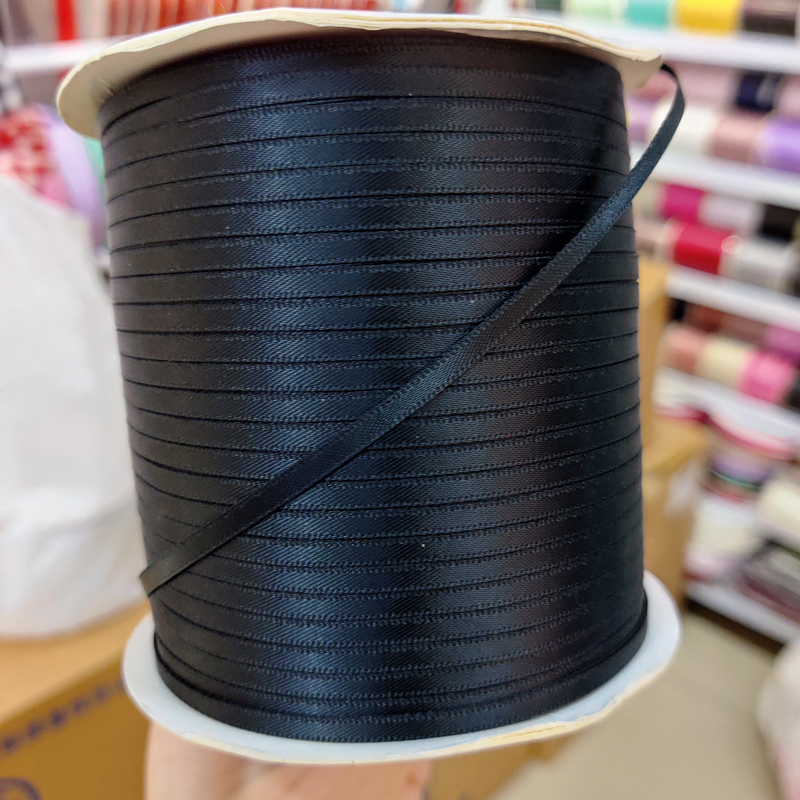 Three Ribbons with 0.3cm A2D Double-Sided Encrypted Silk Ribbon, Black 0.5cm Tag, Underwear Ear-Hanging Strap 450m