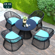Outdoor table and chairs Terrace Patio chair Minjuku Balcony Outdoor Sunscreen Waterproof Garden Vine-knitted Leisure Chair