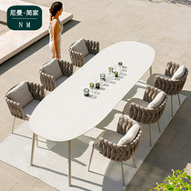Nordic Outdoor Rattan Chair Outdoor Villa Courtyard Garden Terrace Terrace Waterproof Sunscreen Casual Rattan table and chairs Composition