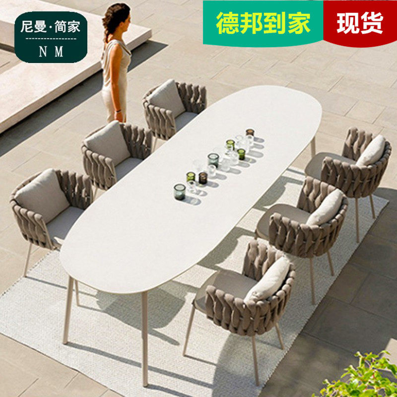 Nordic Outdoor Rattan Chair Outdoor Villa Courtyard Garden Balcony Terrace Waterproof Sunscreen Leisure Rattan Table and Chair Combination
