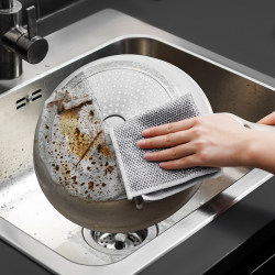 Double-Sided Steel Wool Dishcloth thickened Double-Sided Grease-Resistant Easy-To-Clean Cleaning Cloth Dishcloth Set of 2