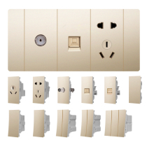 Flying carving switch socket streamer gold 118 type five-hole telephone computer TV one two three single control dual control mode