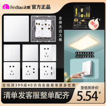 Flying carving switch socket large board carved elegant white 86 type combination concealed full screen steel bracket wall switch