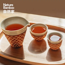 Natural home non-heritage bamboo buckle ceramic tire gilt gold tea texture Cup fair Tea Cup Japanese ancient tea set