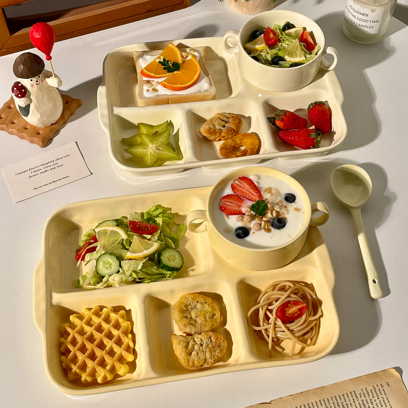 Ceramic Serving Plates for Home Use, Adult Weight Loss Plates, Children's Breakfast Plates, High-End Postpartum Tableware, Individual Dining Plates