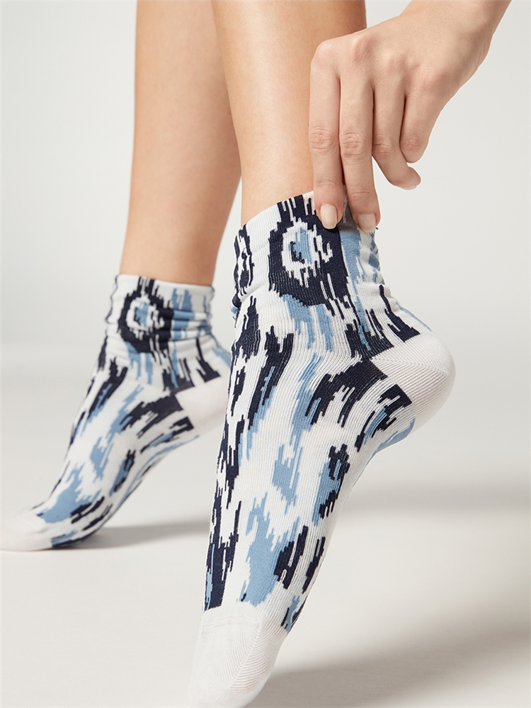 (Spot)Calzedonia women camouflage gradient color casual and comfortable multi-color cotton socks