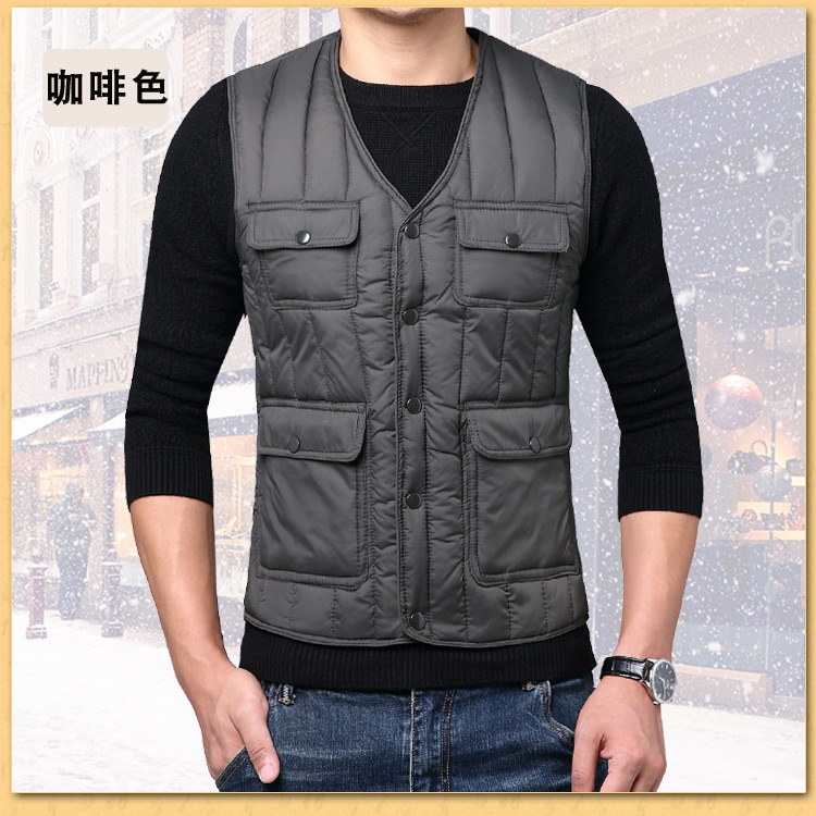2018 nam trung niên mới size lớn xuống cotton vest rộng size ấm áp vest mùa đông vest giản dị áo khoác ba lỗ nam