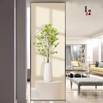 Modern cream style bathroom half wall art glass partition frosted double-sided translucent living room Changhong glass screen