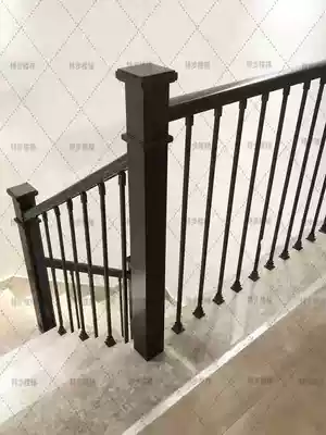 Solid wrought iron stair handrail railing column guardrail solid wood indoor home simple modern villa industrial style