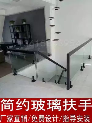 Glass card slot handrail Tempered glass stair handrail guardrail Modern minimalist stair handrail column indoor guardrail