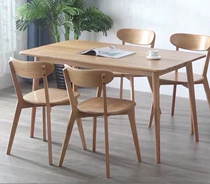 Nordic Log Workshop Fields Garden Brief small family Type white oak full solid wood round leg Leg Flat Leg Dining Table And Chairs
