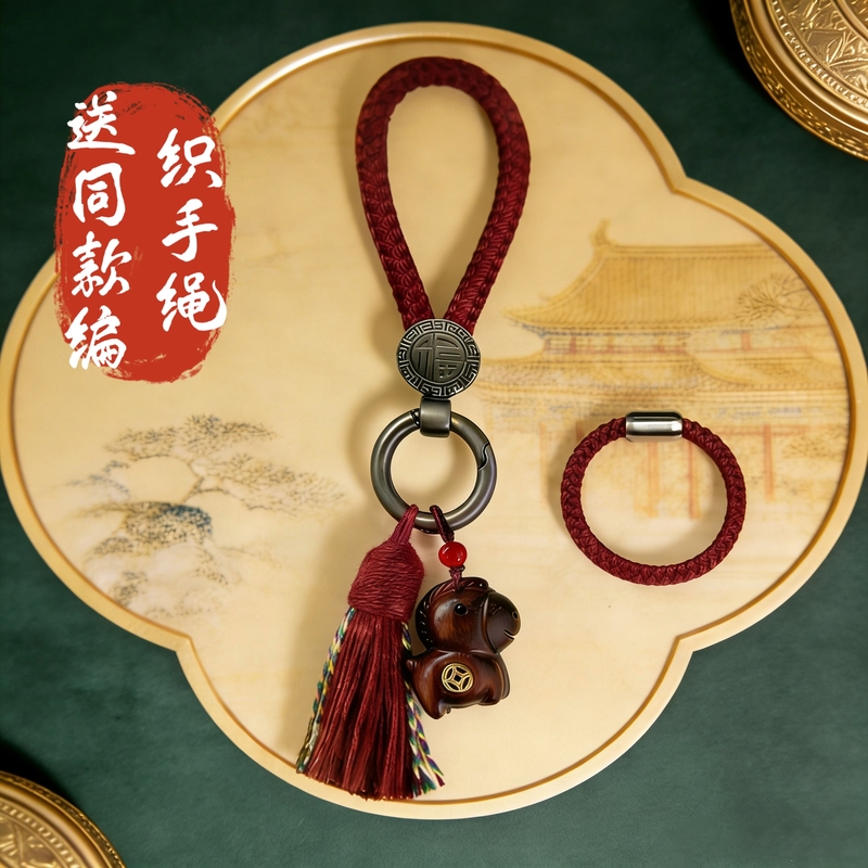 Original Rosewood Pony Hand-Woven Dragon Scale Rope Keychain, Suitable for Car Keys, Can Hold Hair Accessories Original Rosewood Pony Hand-Woven Dragon Scale Rope Keychain, Suitable for Car Keys, Can Hold Hair Accessories
