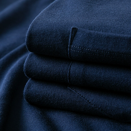 Синяя хлопковая ретро базовая приятная телу футболка с коротким рукавом для отдыха подходит для мужчин и женщин, в американском стиле