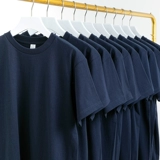 Синяя хлопковая однотонная футболка с коротким рукавом подходит для мужчин и женщин