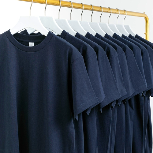 Синяя хлопковая однотонная футболка с коротким рукавом подходит для мужчин и женщин