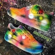 HZP flying man produced custom sneakers private custom DIY service tie-dye color series
