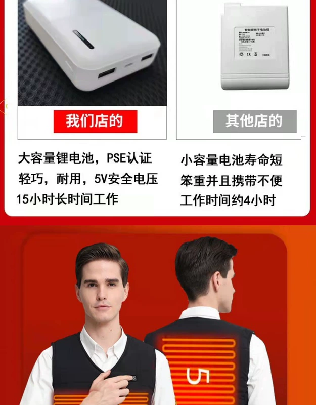 áo sưởi Nam Cực Làm Nóng Áo Vest Nam Điện Làm Nóng Áo Sạc USB Kiểm Soát Nhiệt Độ Thông Minh Làm Nóng Áo Vest Nữ Quần Áo Ấm áo sưởi điện azuki áo sưởi ấm