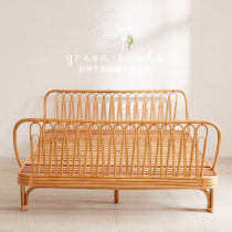 Green Tengda Yayu rattan bed ins rattan double bed Douyin internet celebrity rattan art big bed hotel bed and breakfast rattan furniture