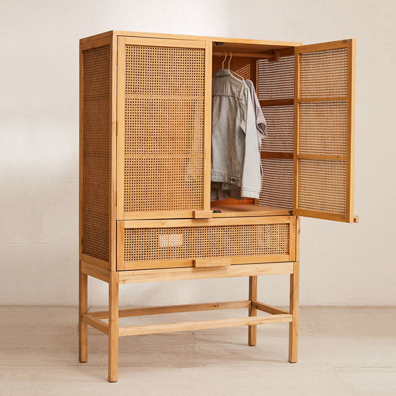 Green Tengdakuchi disposal cabinet ins rattan chic wardrobe folk designer rattan wood storage cabinet rattan cabinet