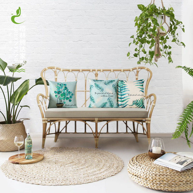 Green Tendda Nordic Rattan Chair Sofa Chair Balcony Bedroom Vines Sofa Double Minimis Joins Rattan Chair Combination
