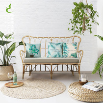 Greentenda Nordic wicker chair sofa balcony bedroom rattan sofa double minimalist ins Vine Chair combination