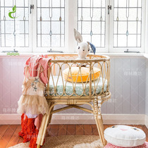 Greentenda crib rattan small cradle bed Baby Shaker cradle sleeping basket childrens fence bed Rattan