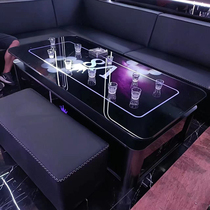 Spot ktv coffee table special square led light-emitting club bar table stainless steel box deck tempered glass table