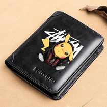 Fashion Personality Cartoon real leather wallet Male head layer cow leather student leather wallet child wallet boy small zipped card bag