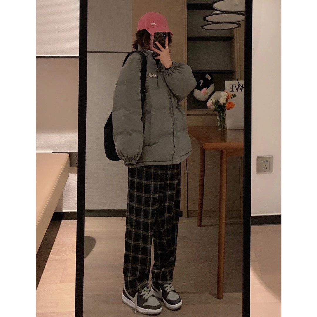 VEEE 2022 Autumn and Winter New Wears Wears Thickness and Loose Straight Direct Pattern Pants Female