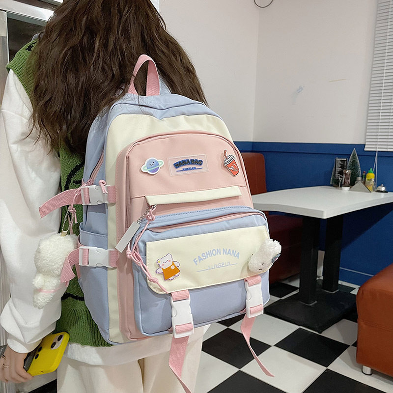 Sweet girl pink ins wind school bag cute Korean version of high school junior high school students third to sixth grade backpack