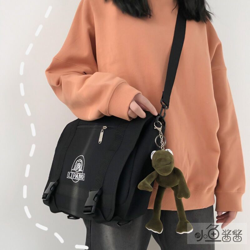 Japanese Harajuku Ancient Sense Canvas Multifunctional Double Shoulder Bag Male and Female Korean Messenger Bag Student Single Shoulder Difference