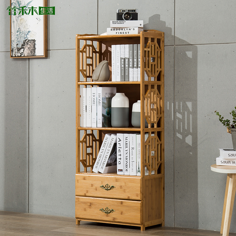 [USD 101.29] Bookshelf with drawer combination bookcase simple modern