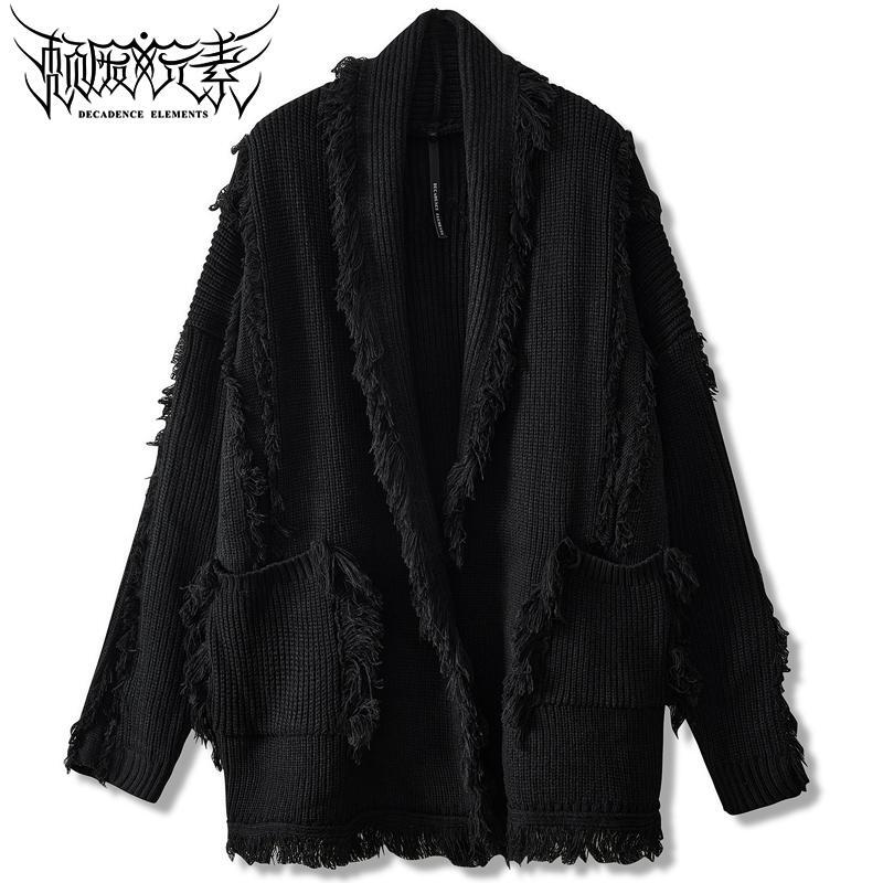Autumn and Winter New Dark Sweater Trendy High Street Unisex Loose Casual Sweater Jacket with Unique Tassels Thick Coat