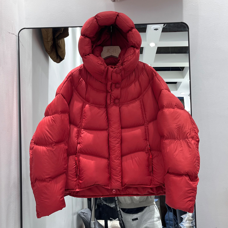New Autumn and Winter Women's Thickened Warm 90% New National Standard White Duck down Puffer Jacket Short Hooded Winter Coat